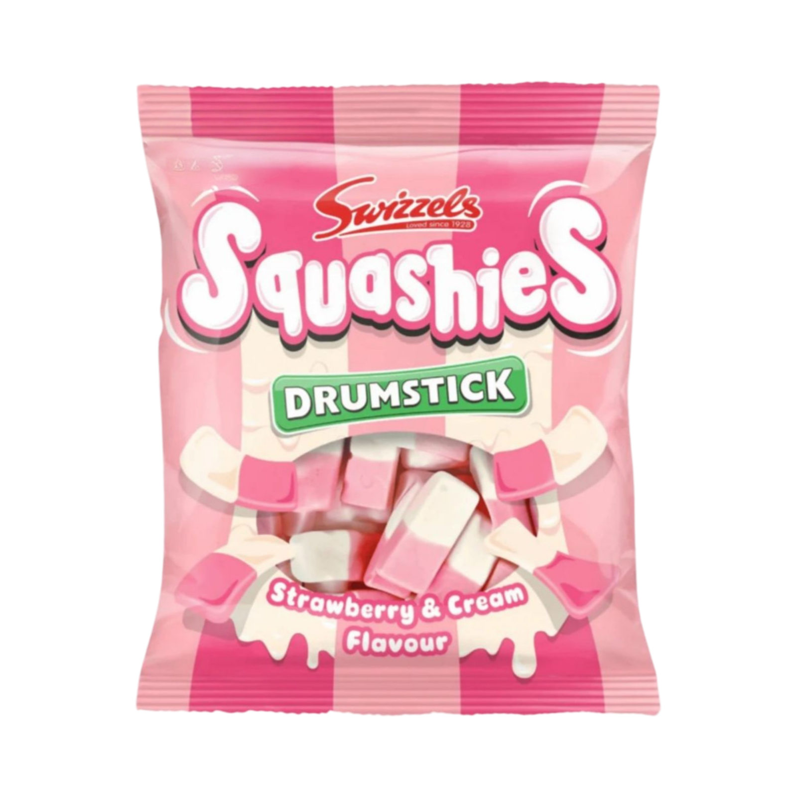 SWIZZELS  DRUMSTICKS SQUASHIES STRAWBERRY & CREAM 120g PACKET