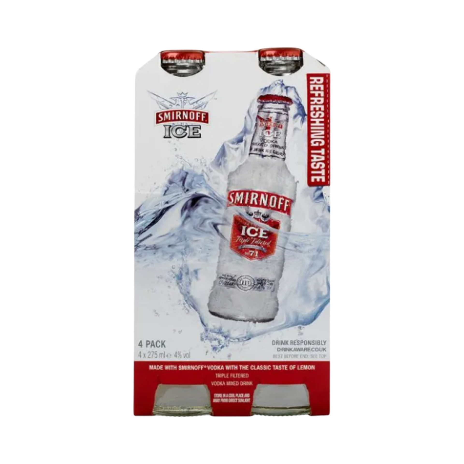 SMIRNOFF ICE 4x275ml BOTTLES