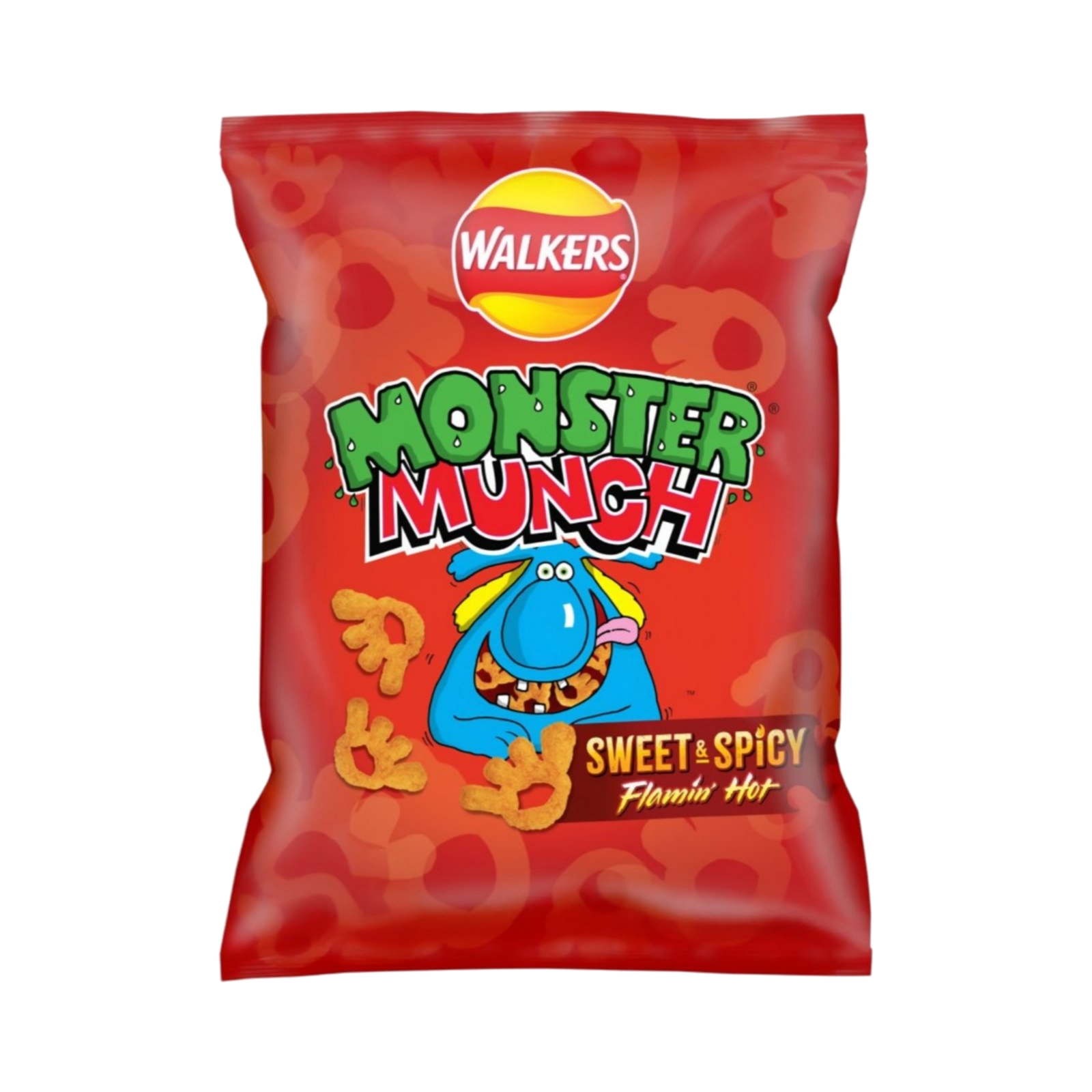 WALKERS MONSTER MUNCH SWEET & SPICY SNACKS CRISPS 72g PACKET