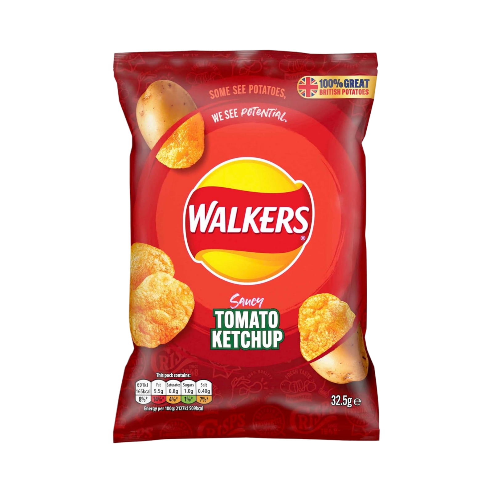 WALKERS TOMATO KETCHUP CRISPS 32.5g