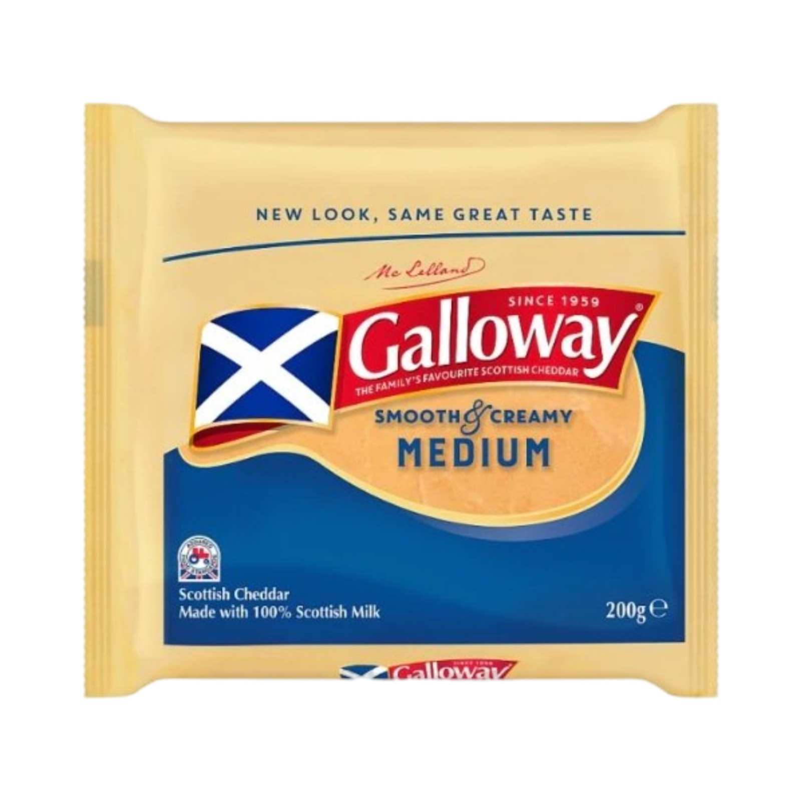 GALLOWAY  SMOOTH MEDIUM CHEDDAR CHEESE 200g