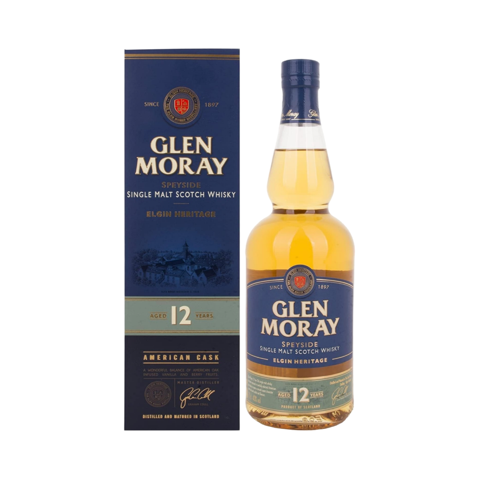 GLEN MORAY 12 YEARS SINGLE MALT WHISKY 70cl BOTTLE