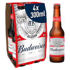 BUDWEISER 4x300ml BOTTLES