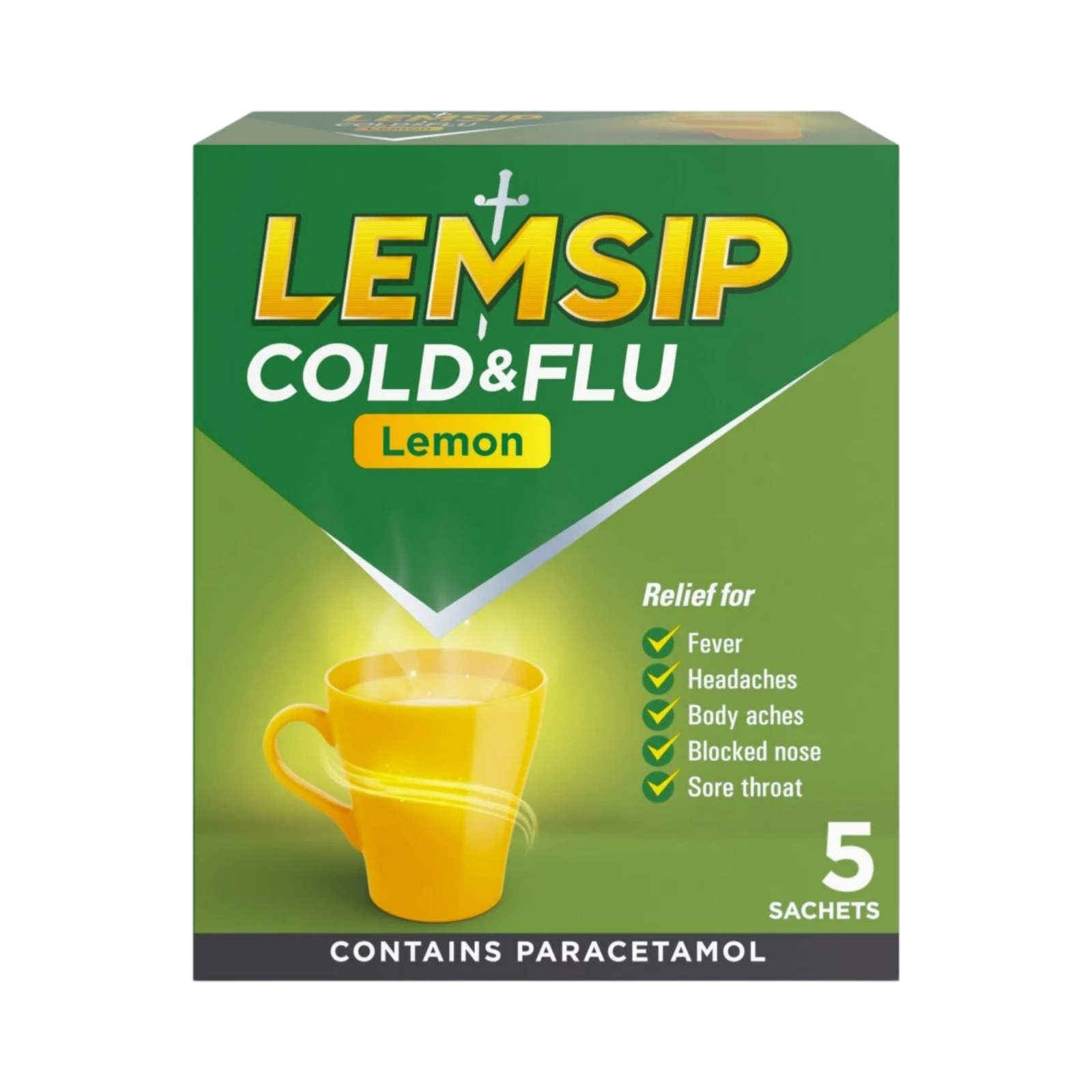 LEMSIP COLD & FLU LEMON 5 SACHETS