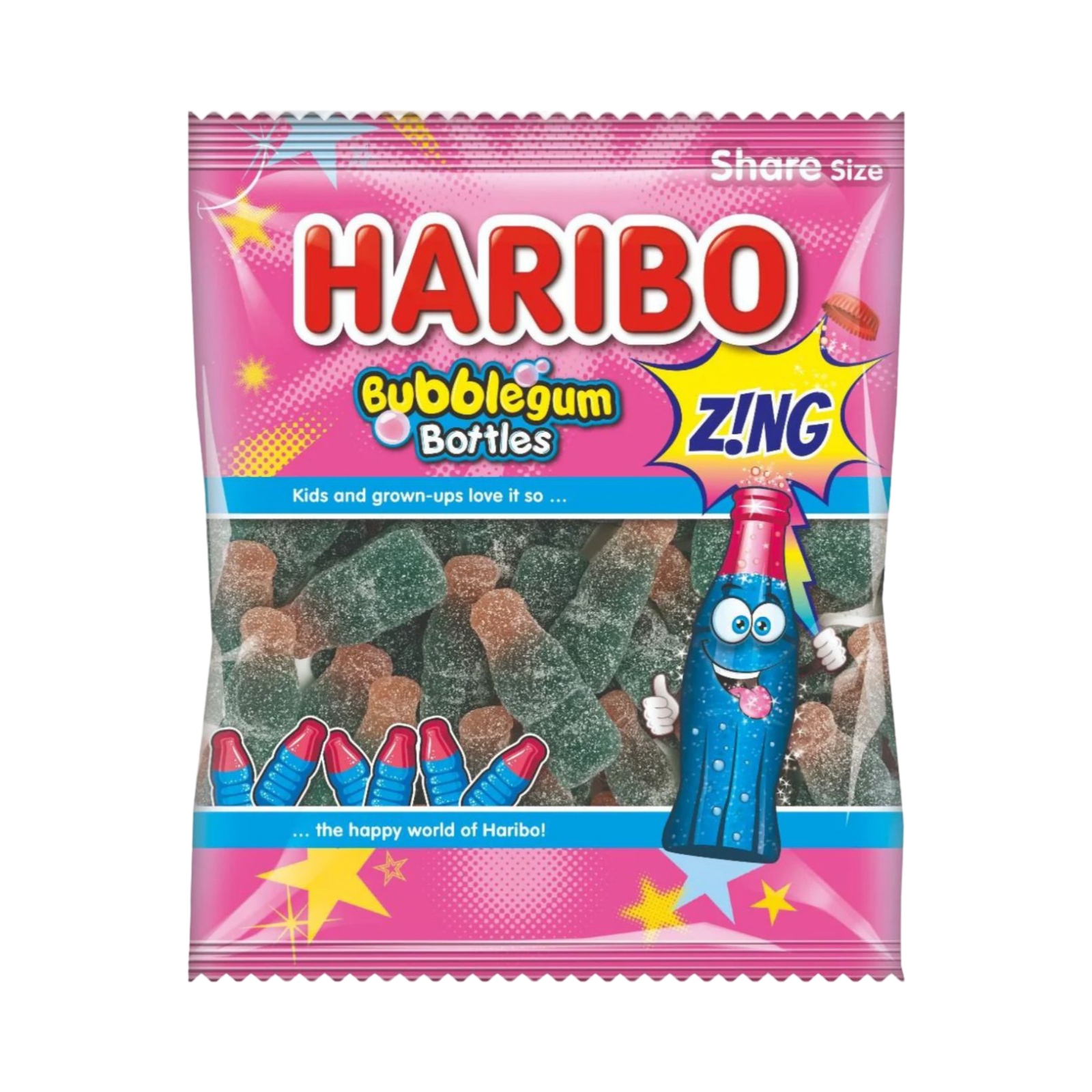 HARIBO BUBBLEGUM BOTTLES 140g PACKET