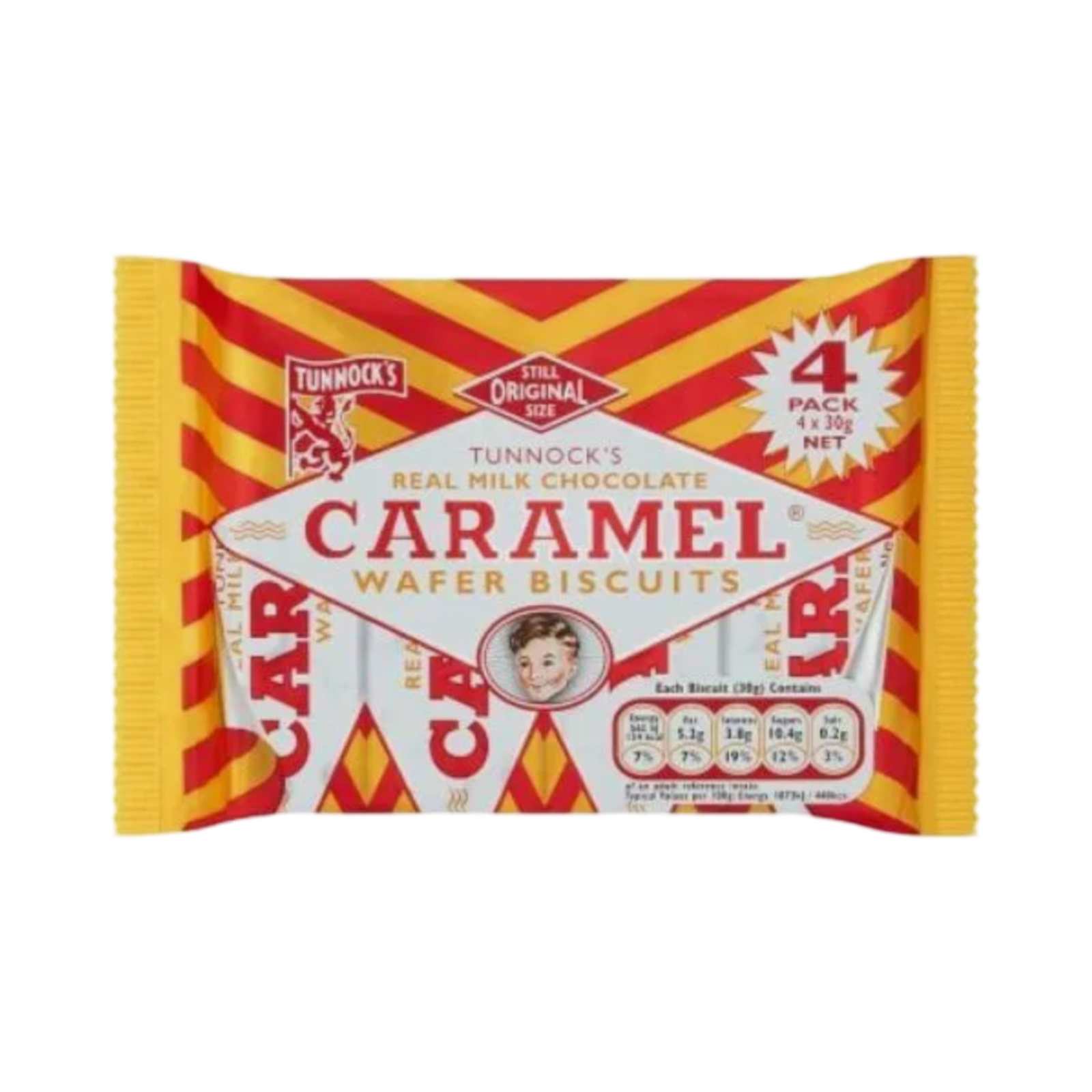 TUNNOCK'S CARAMEL WAFER BISCUITS 4 PACK 120g PACKET