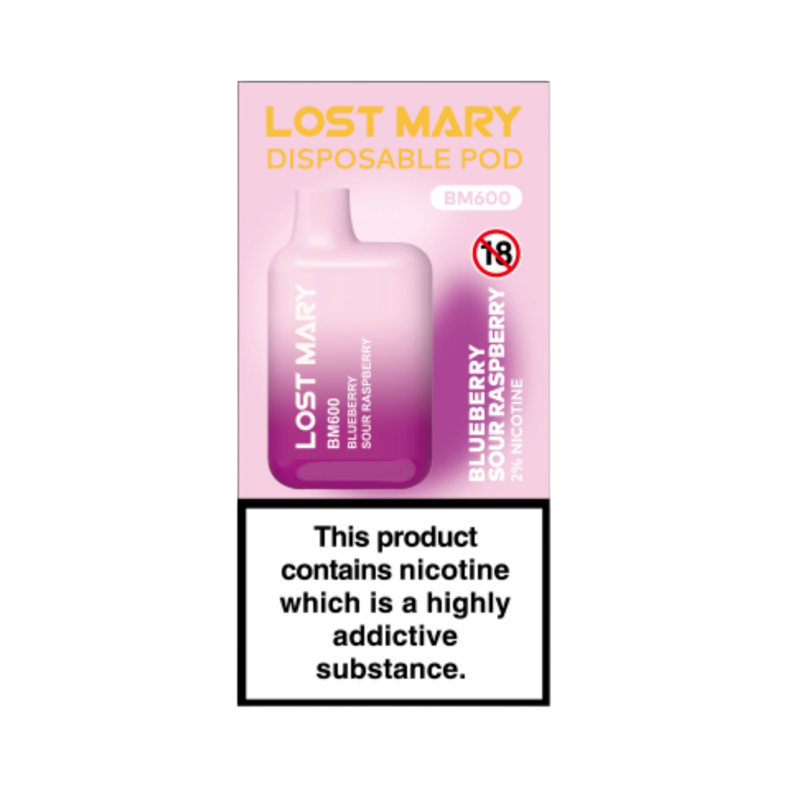 LOST MARY BM600  BLUEBERRY SOUR RASPBERRY DISPOSABLE VAPE