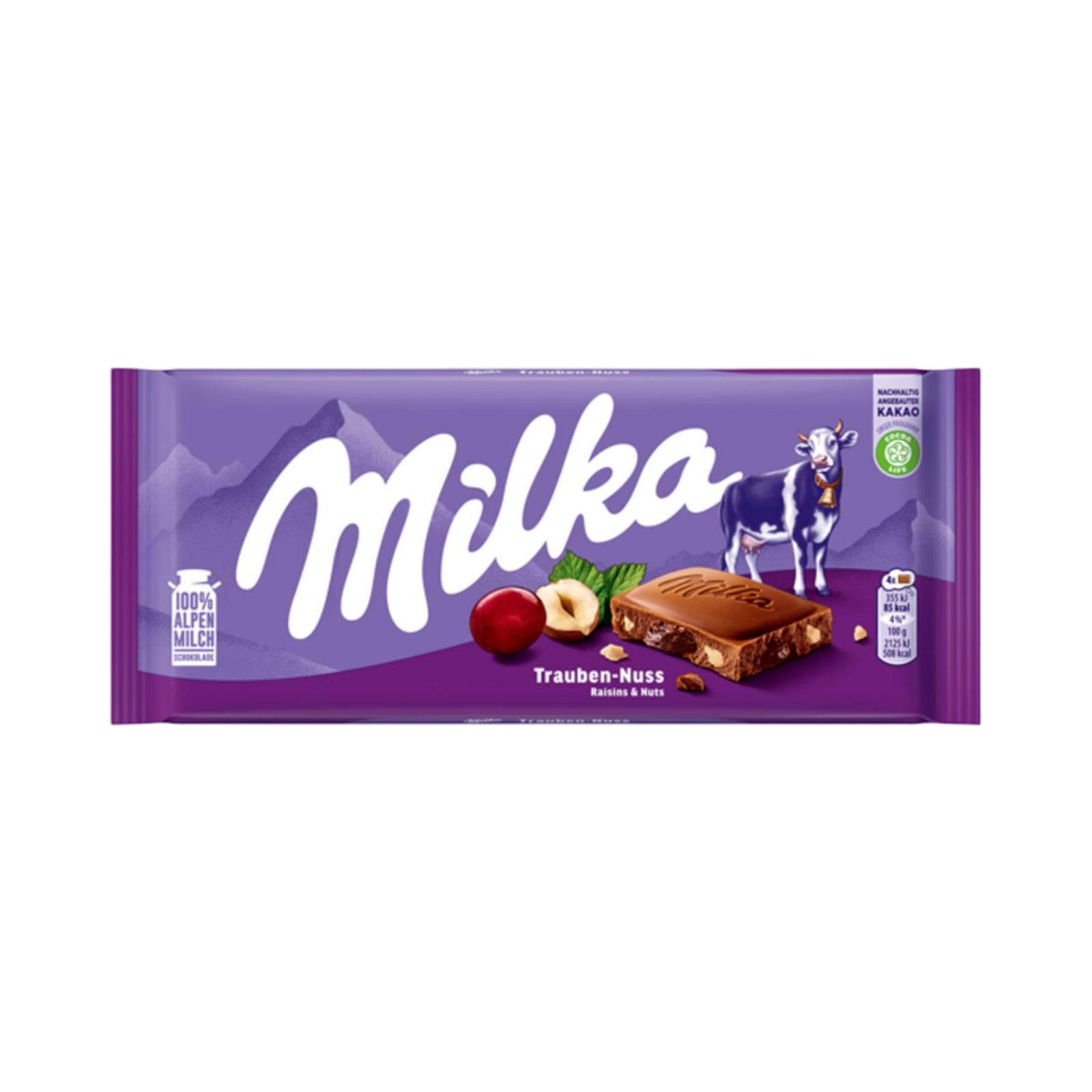 MILKA  RAISINS & NUTS CHOCOLATE BAR 100g