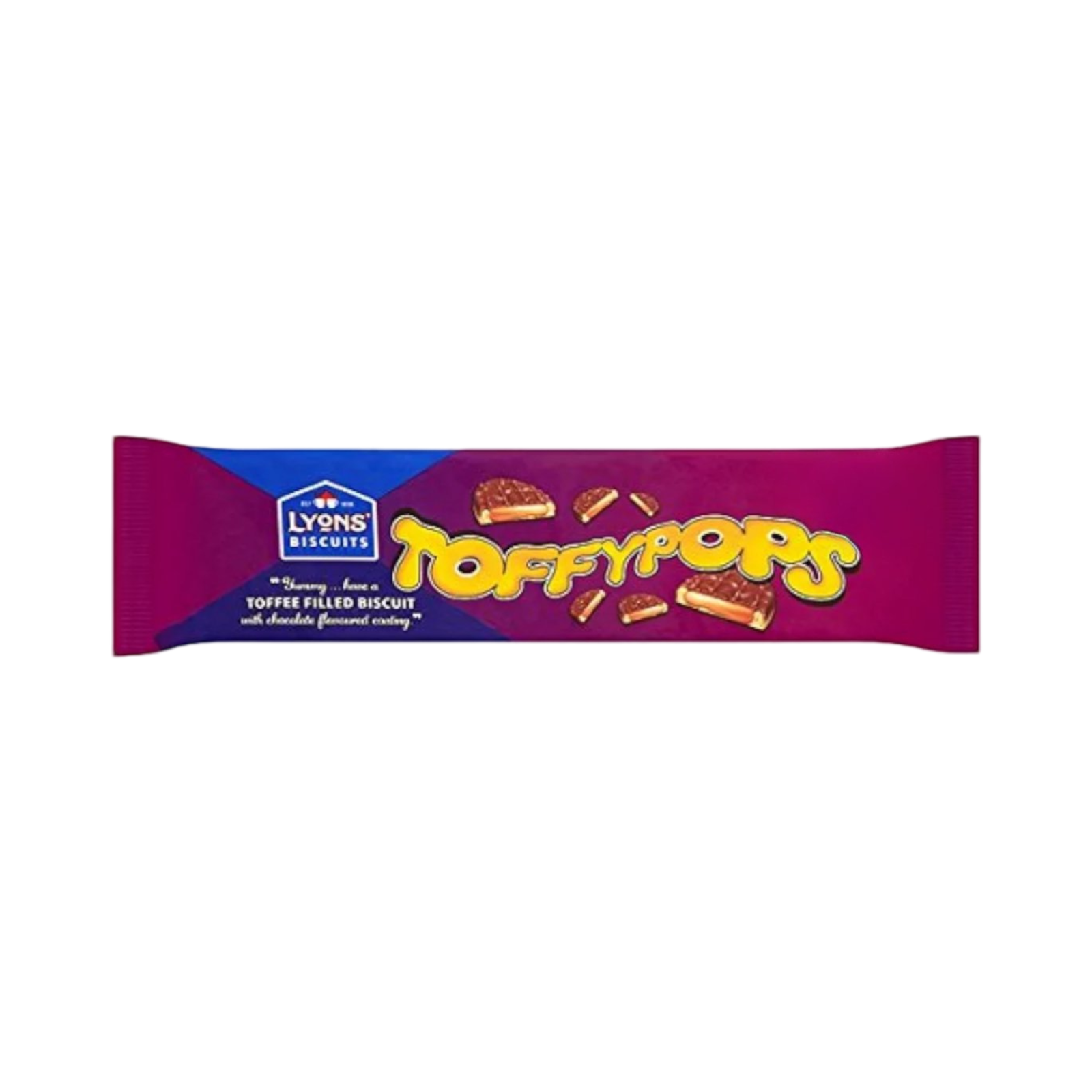 LYONS TOFFYPOP TOFFEE FILLED BISCUITS 120g PACKET