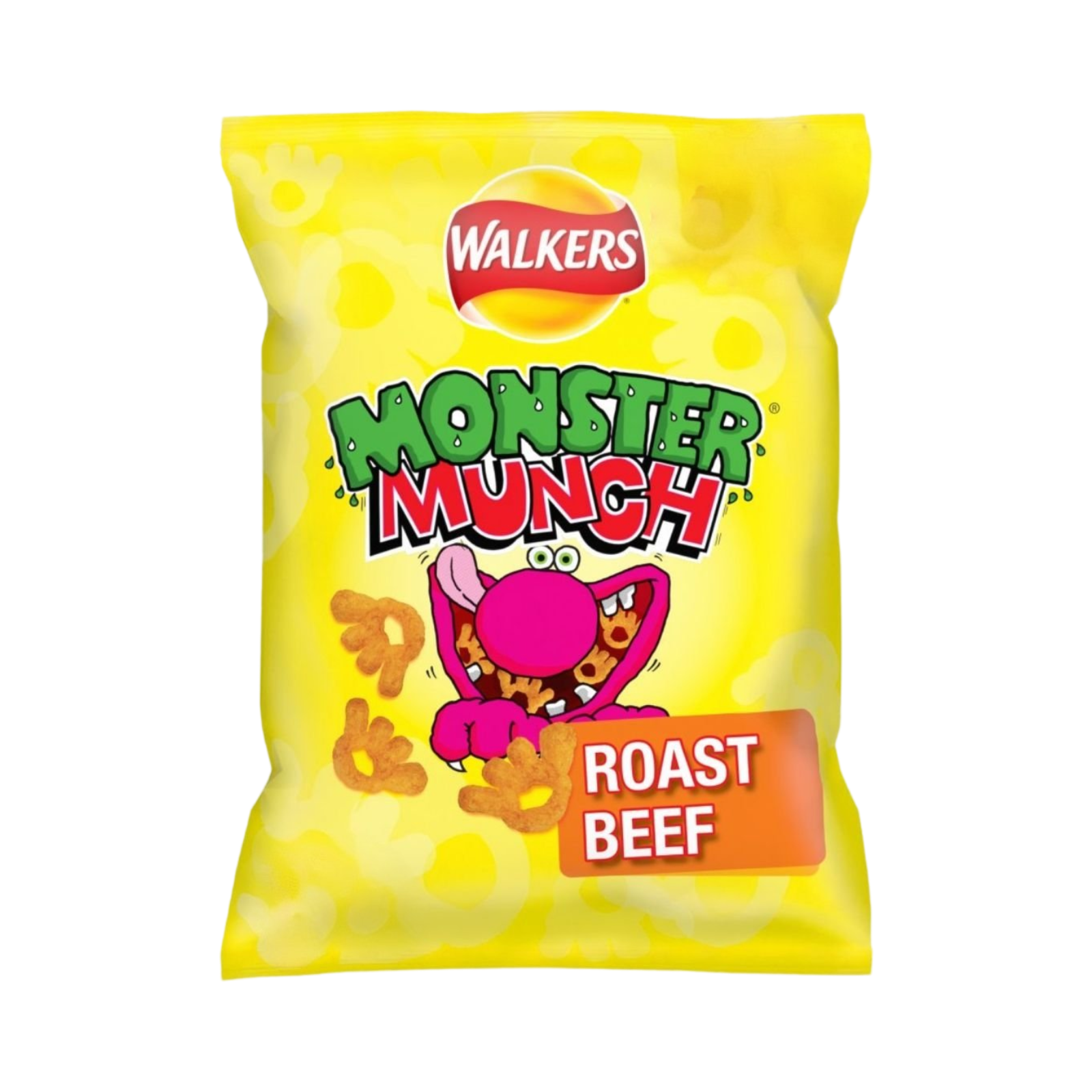 WALKERS MONSTER MUNCH ROAST BEEF FLAVOUR SNACKS 72g PACKET