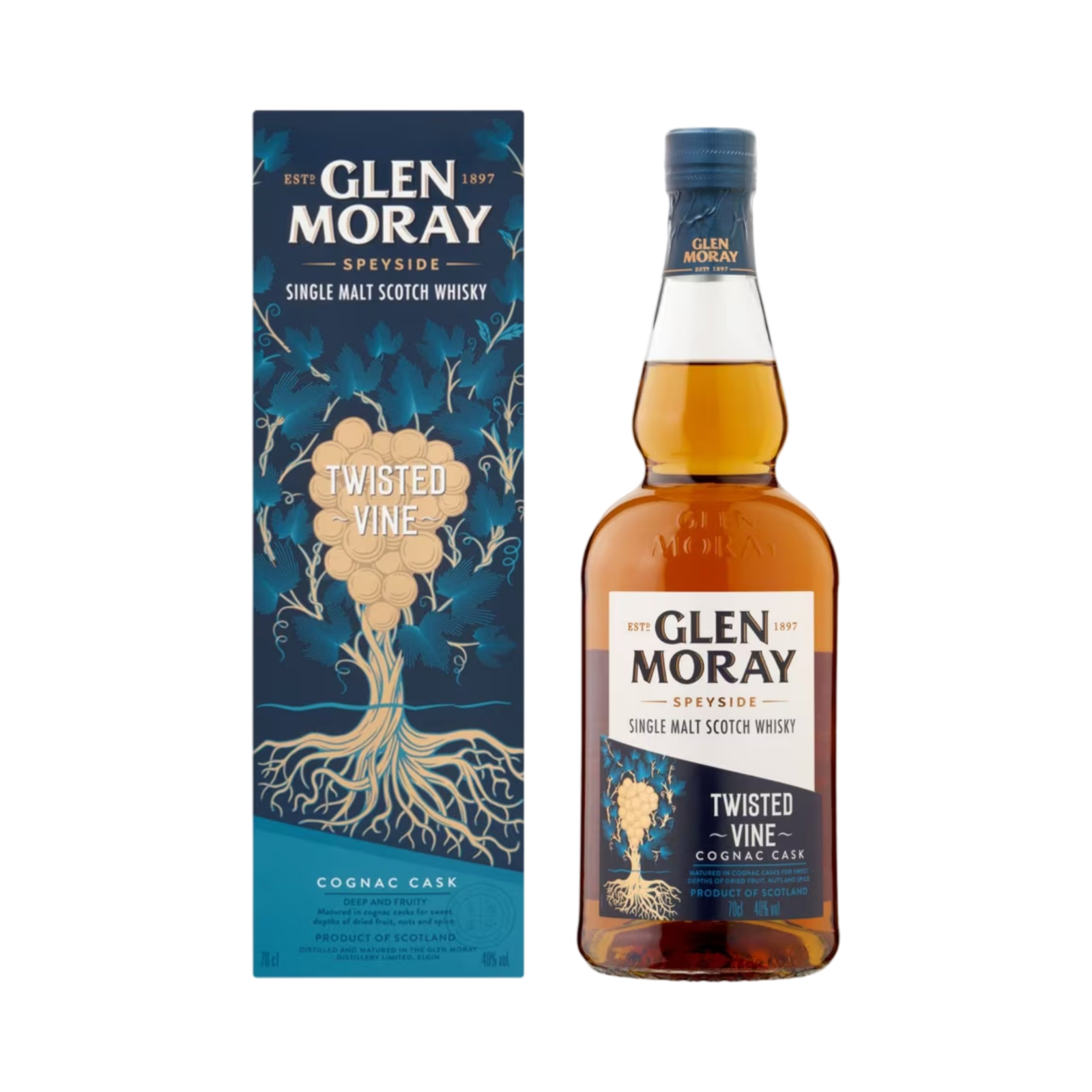 GLEN MORAY TWISTED VINE MALT WHISKY 70cl BOTTLE