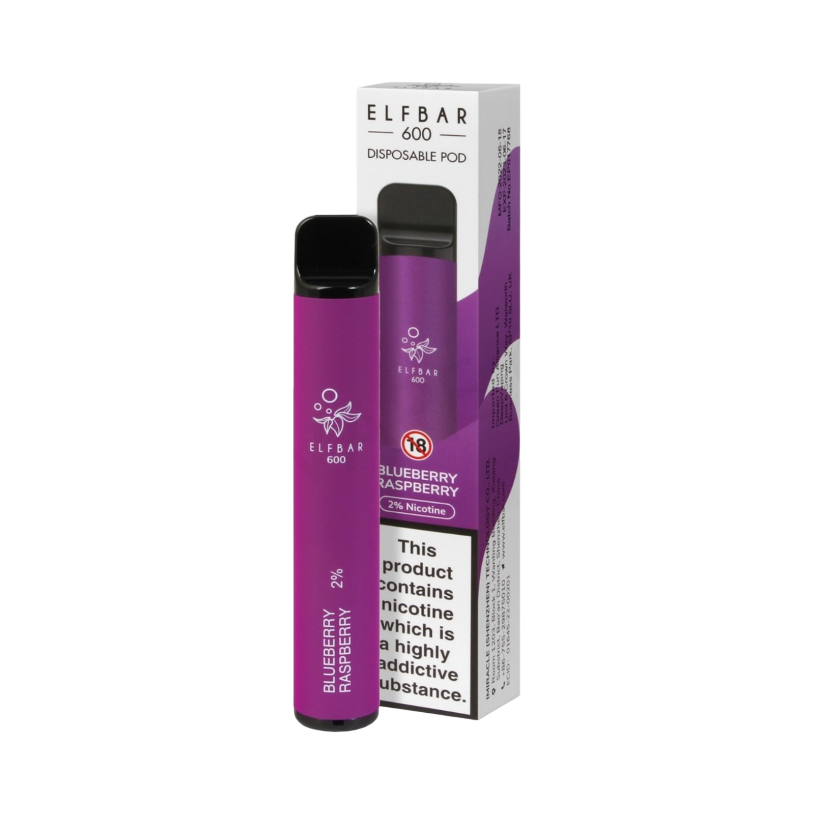 ELFBAR 600 PREFILLED POD KIT BLUEBERRY RASPBERRY