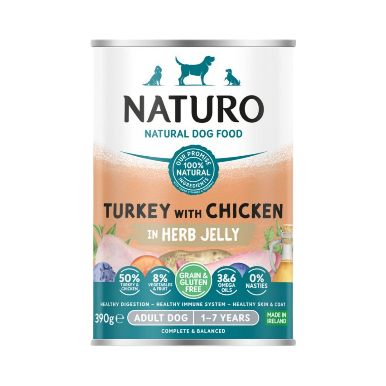 NATURO TURKEY WITH CHICKEN IN HERB GRVY 390g